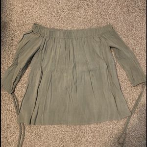 Boutique olive green off the shoulder top - size S